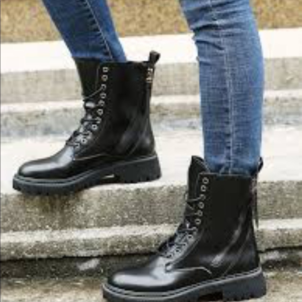 Women US 8.5 (Men 6.5) Biltrite Black Combat Boots